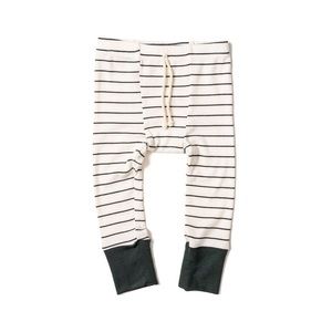 CHILDHOODS CLOTHING RIB KNIT PANT - WIDE CHARCOAL STRIPE - WREATH GREEN CONTRAST